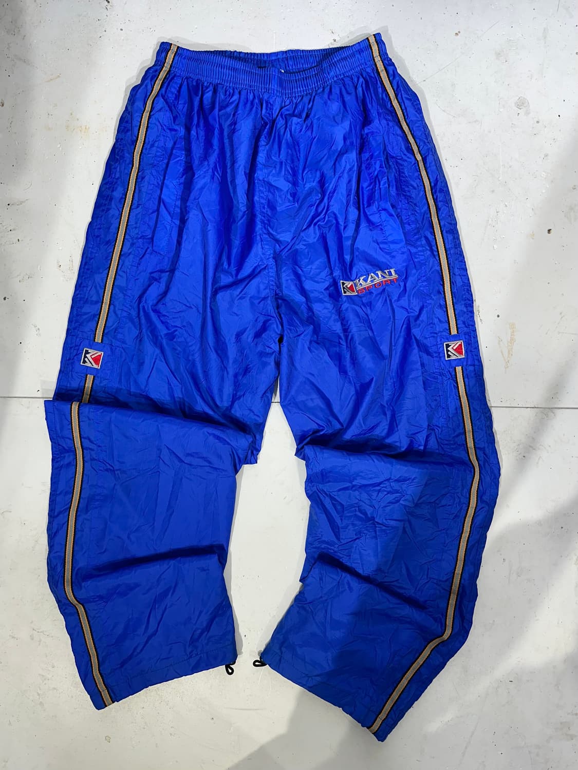 90s 칼카니 블루 올드스쿨 힙합 사이드 라인 와이드 트랙 팬츠 상품이미지4