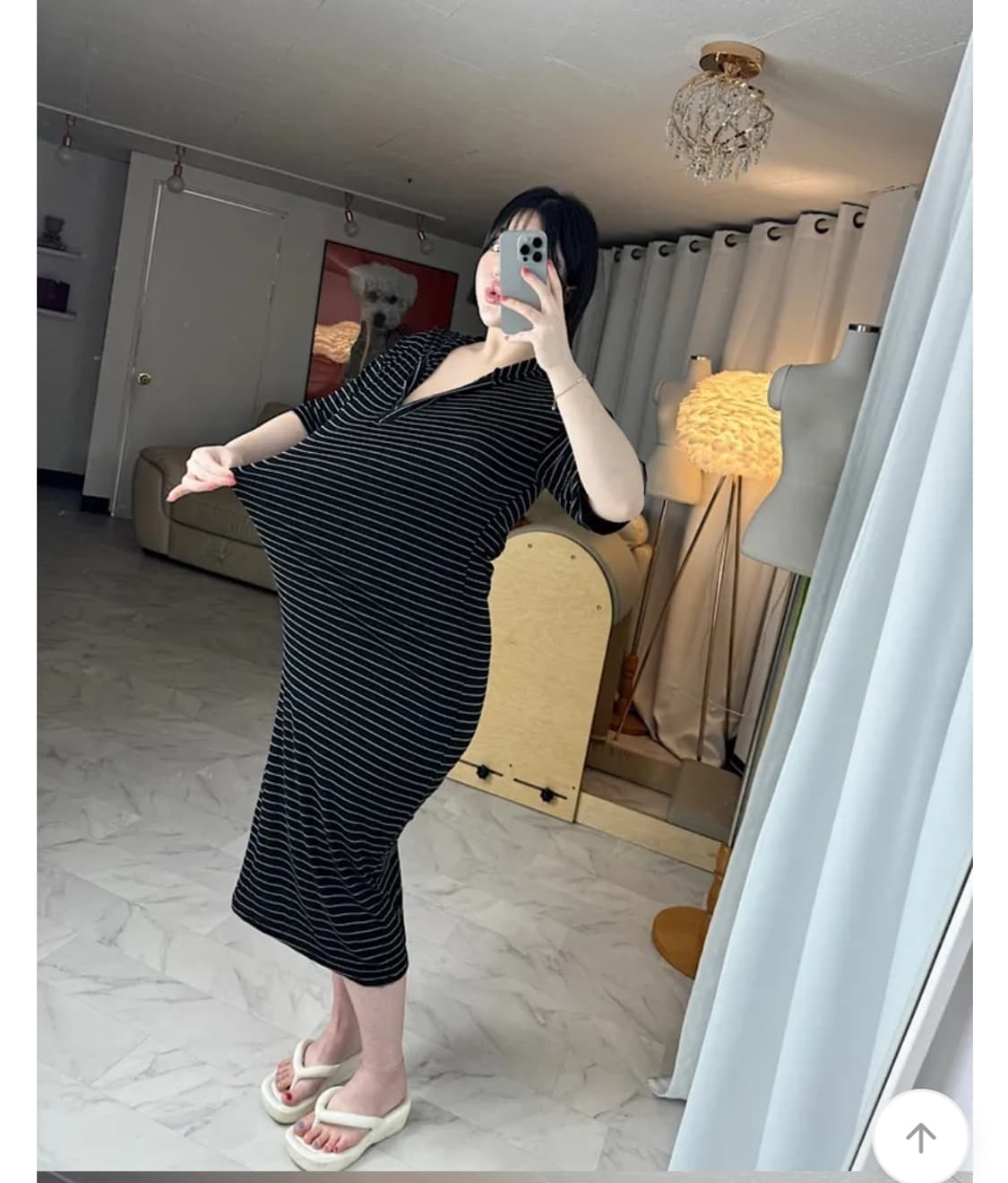 새옷)스트라이프 후드롱원피스 55-77 상품이미지6