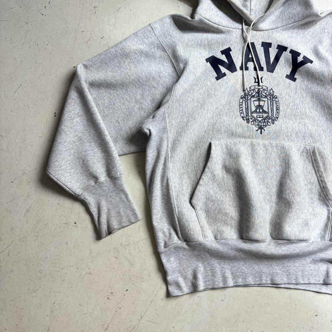 90s USA OG U.S.NAVY 빈티지 리버스위브 후드티 L 상품이미지2