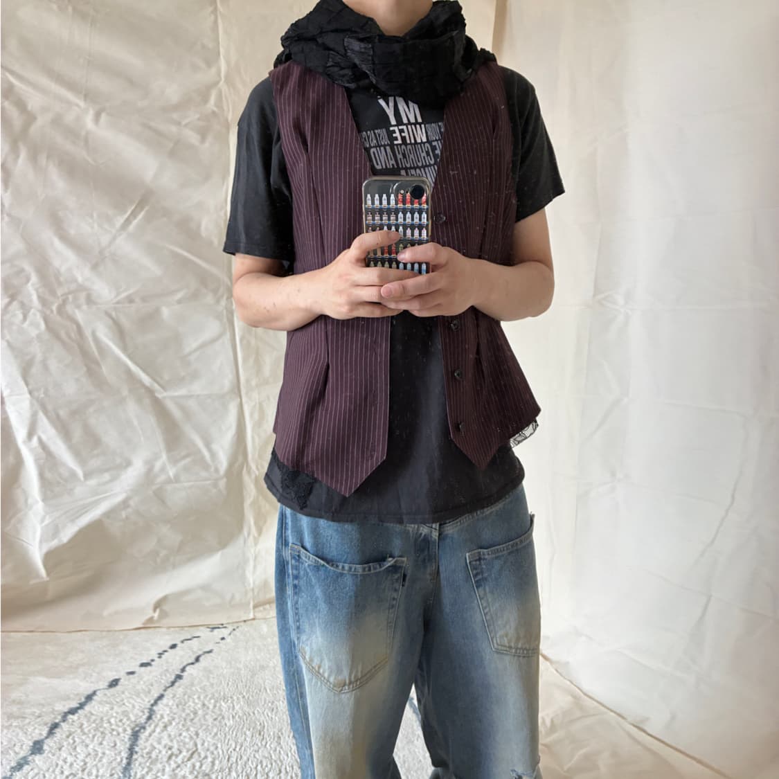 sulvam 24AW Stripe Lace Vest 상품이미지1
