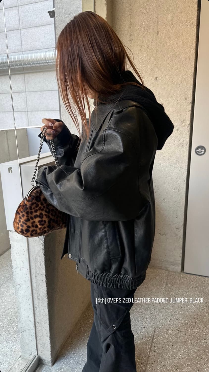 카셀 오버사이즈 레더 자켓 점퍼 cacele 상품이미지4