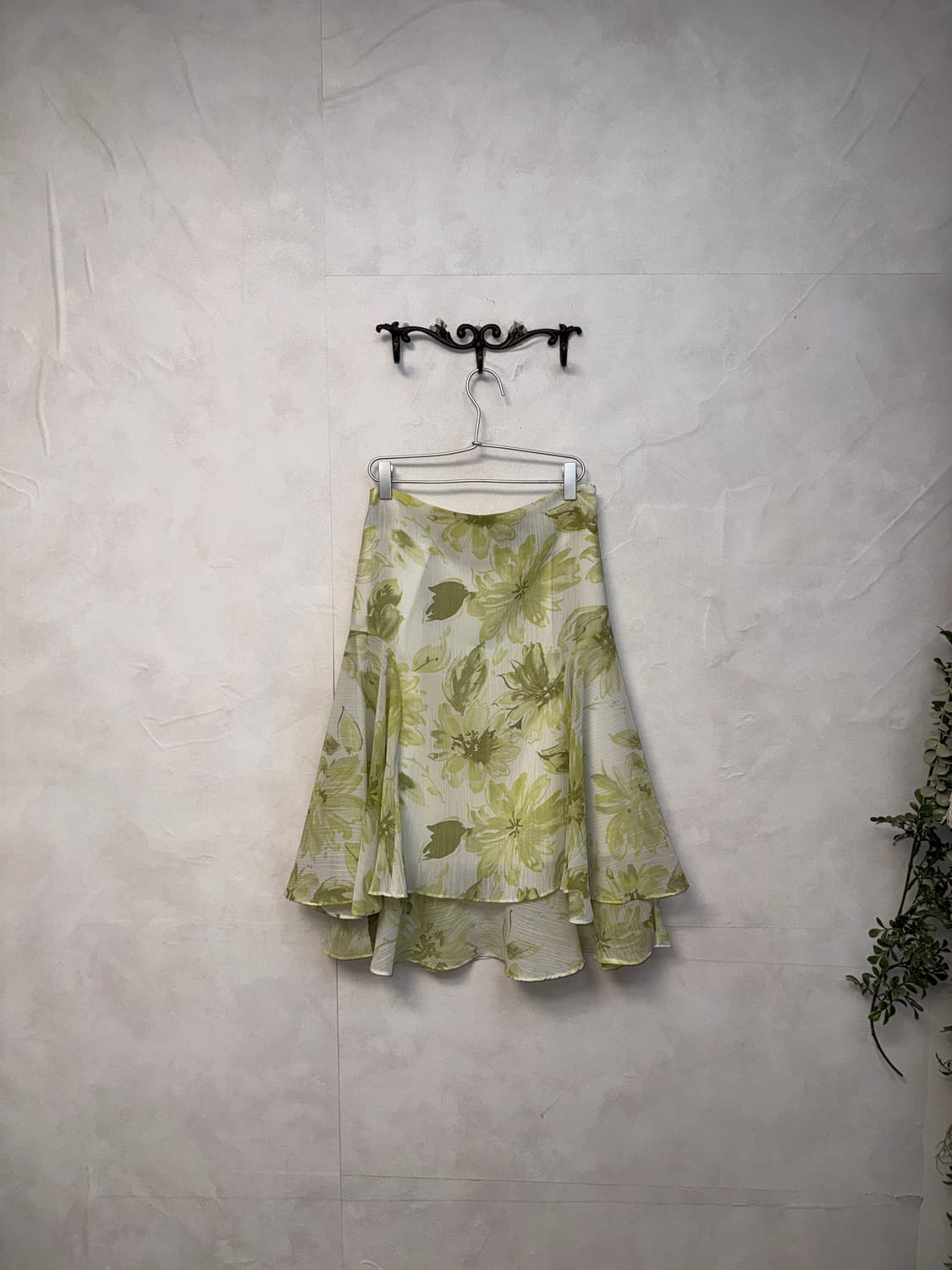 Green floral layered sheer skirt 상품이미지1