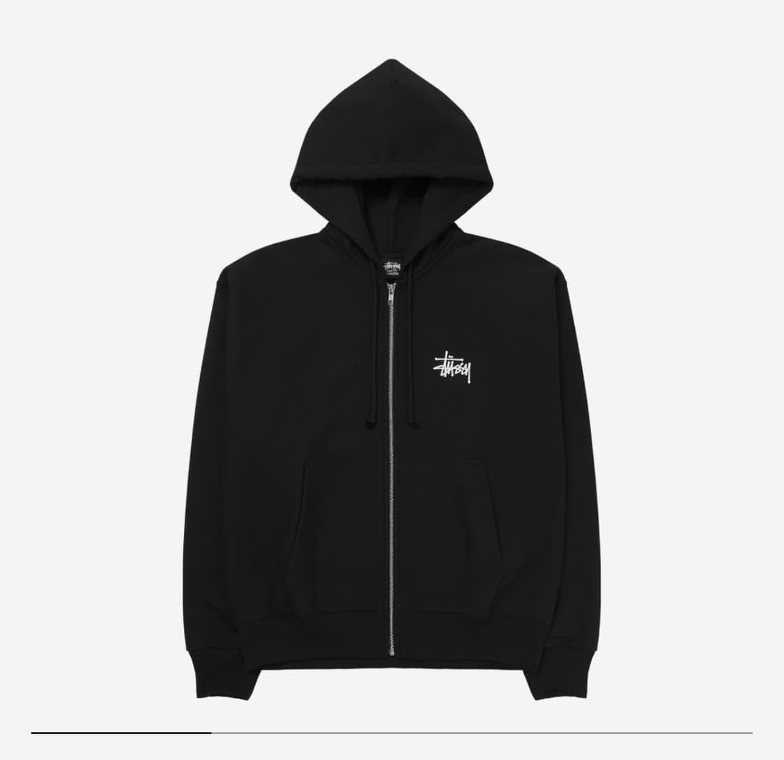 Stussy Basic Stussy Zip Hoodie Black  상품이미지1