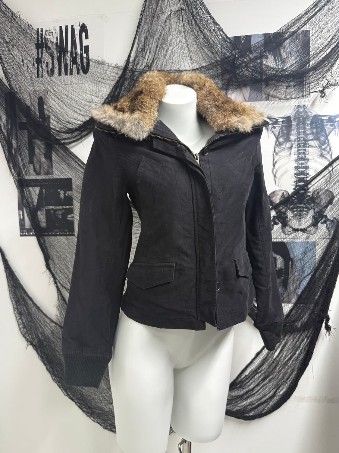Fur collar detailed jacket 상품이미지1
