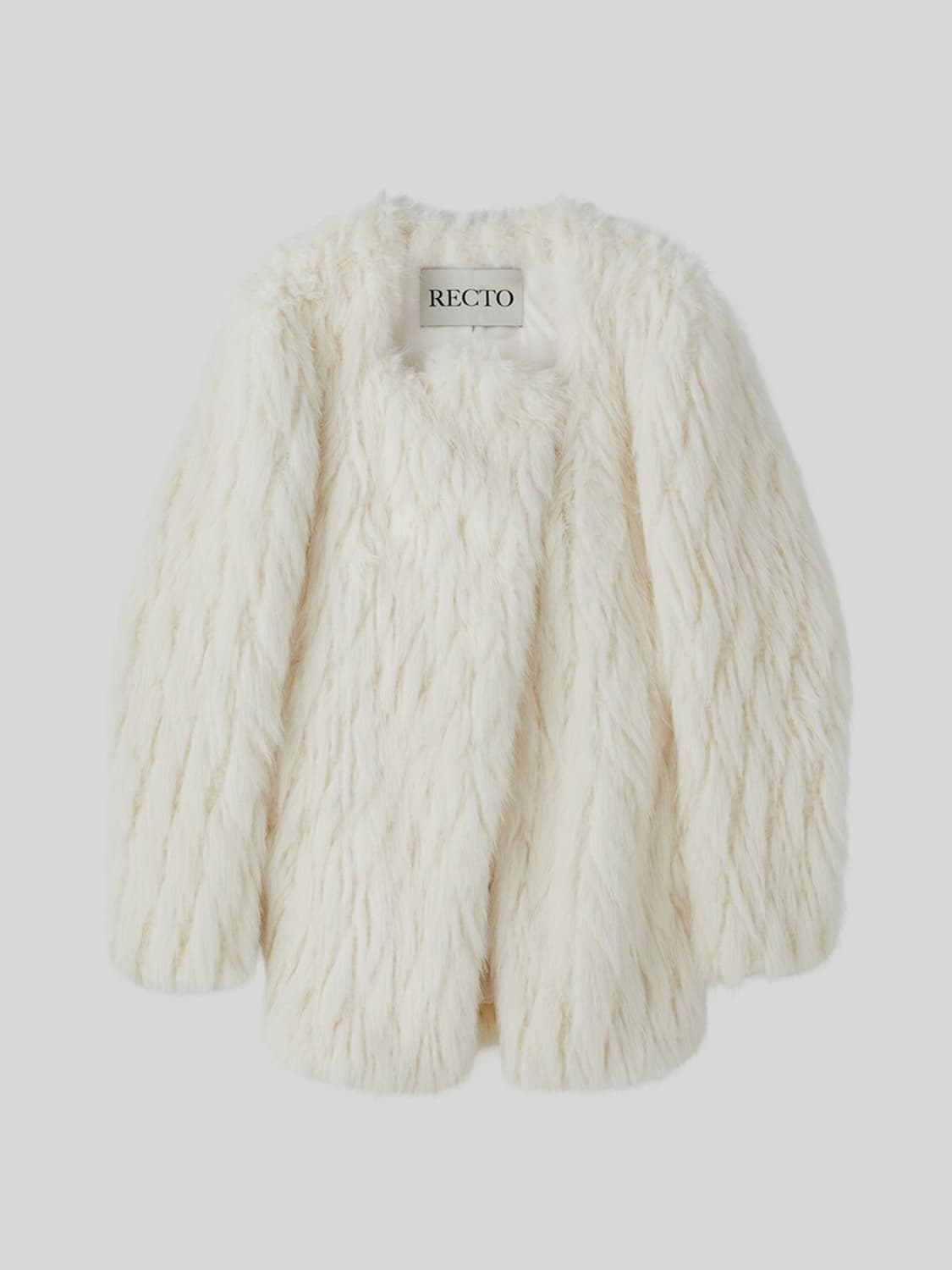 Recto 렉토 SIGNATURE CURVED FAUX FUR 퍼 자켓 상품이미지2