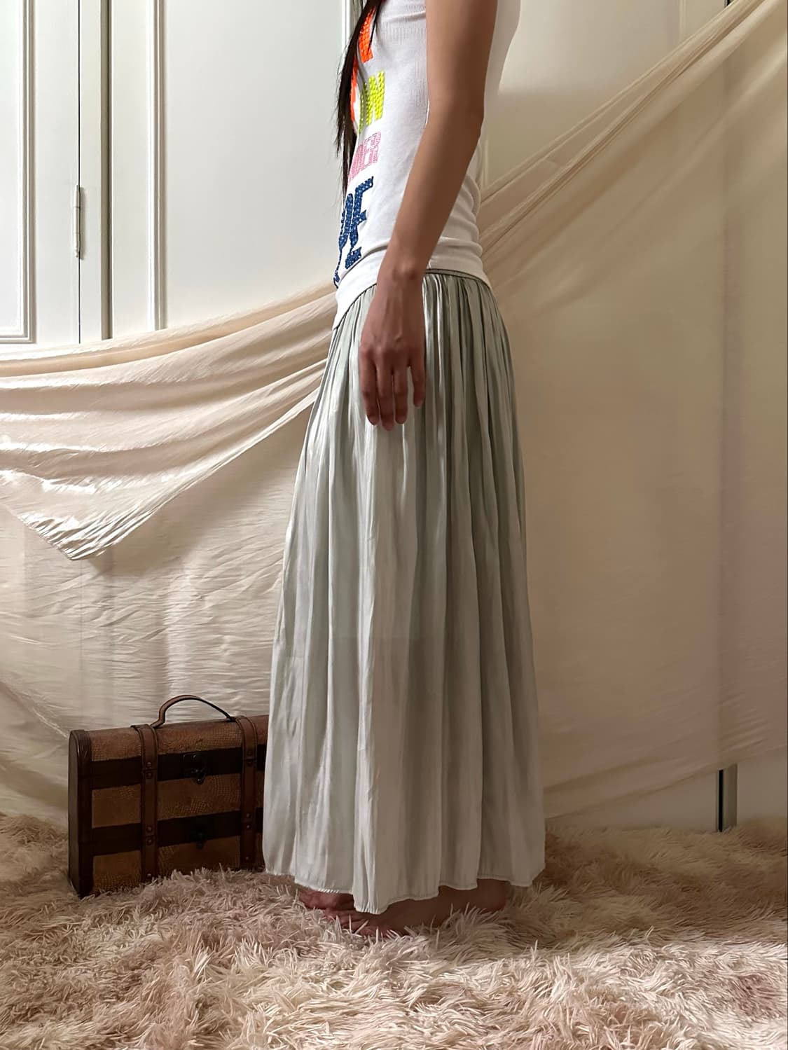 Mint soft long skirt 상품이미지4