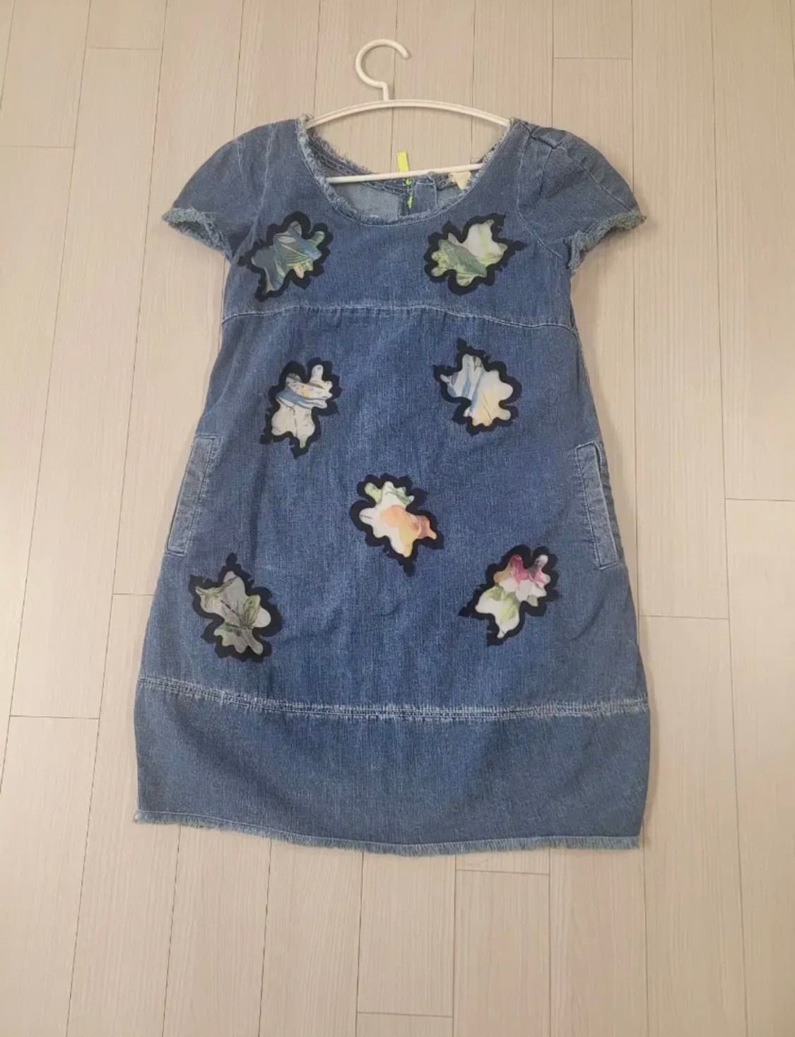 오즈세컨 O2nd 유니크 아플리케 데님 원피스 상품이미지4