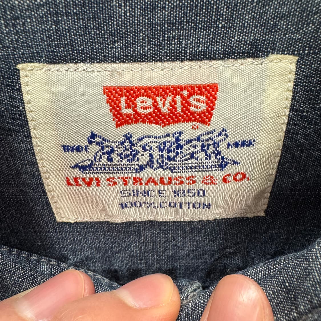 00s 리바이스 워싱 데님 셔츠 전면 투포켓 포인트 그레이청 상품이미지6