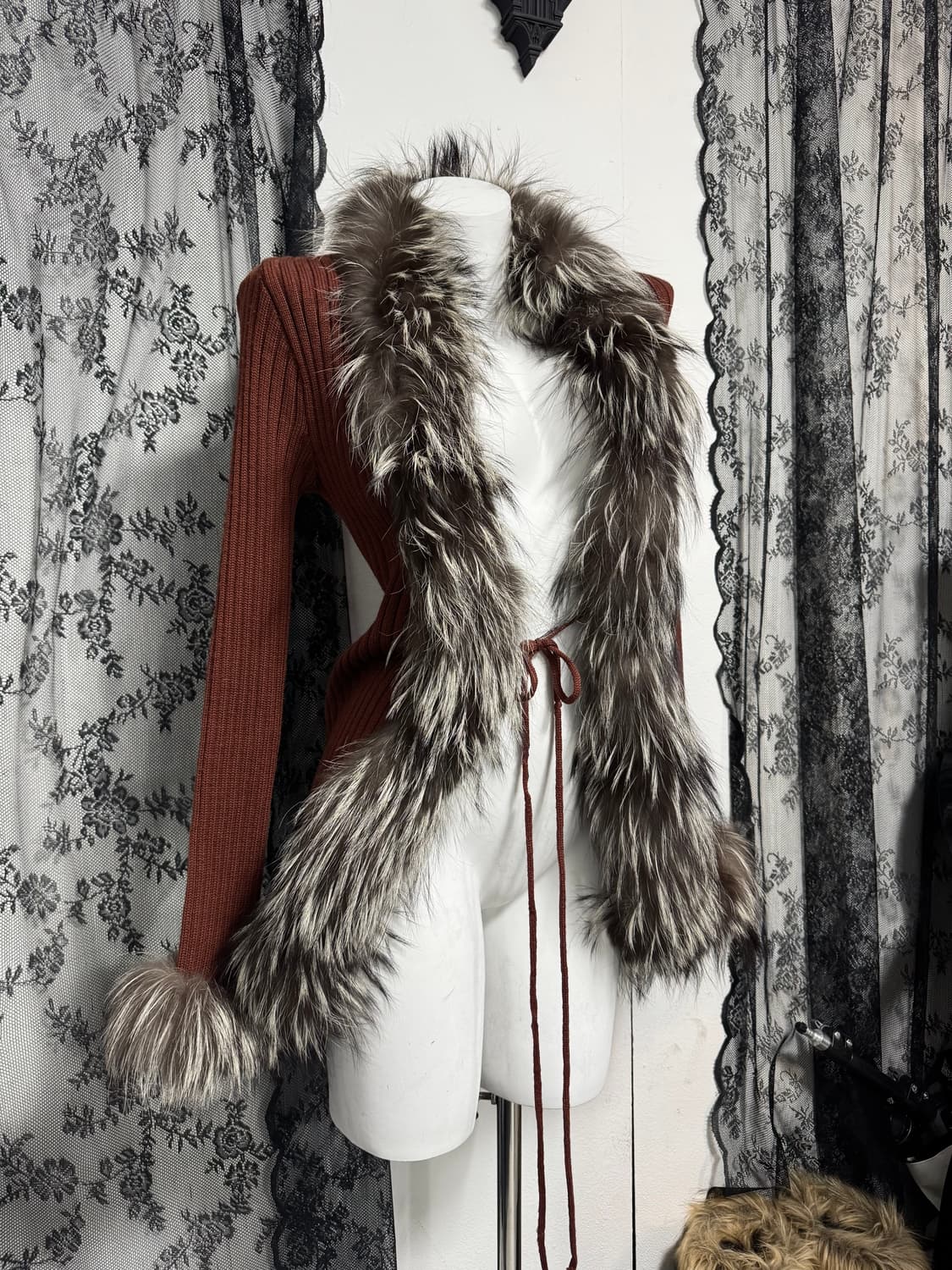 Fox fur knit cardigan 상품이미지1