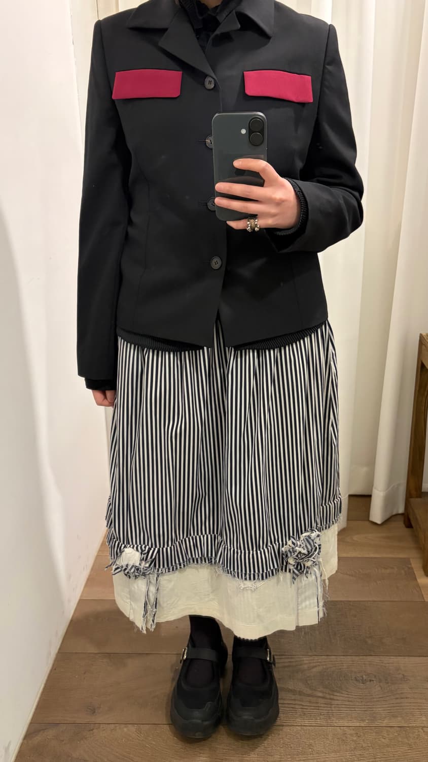 Flower Motif Docking Distressed Skirt 상품이미지9