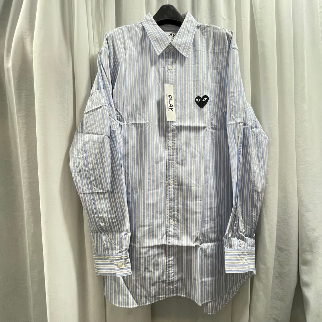 꼼데가르송/ 블랙하트 스트라이프 셔츠/ XL 상품이미지1