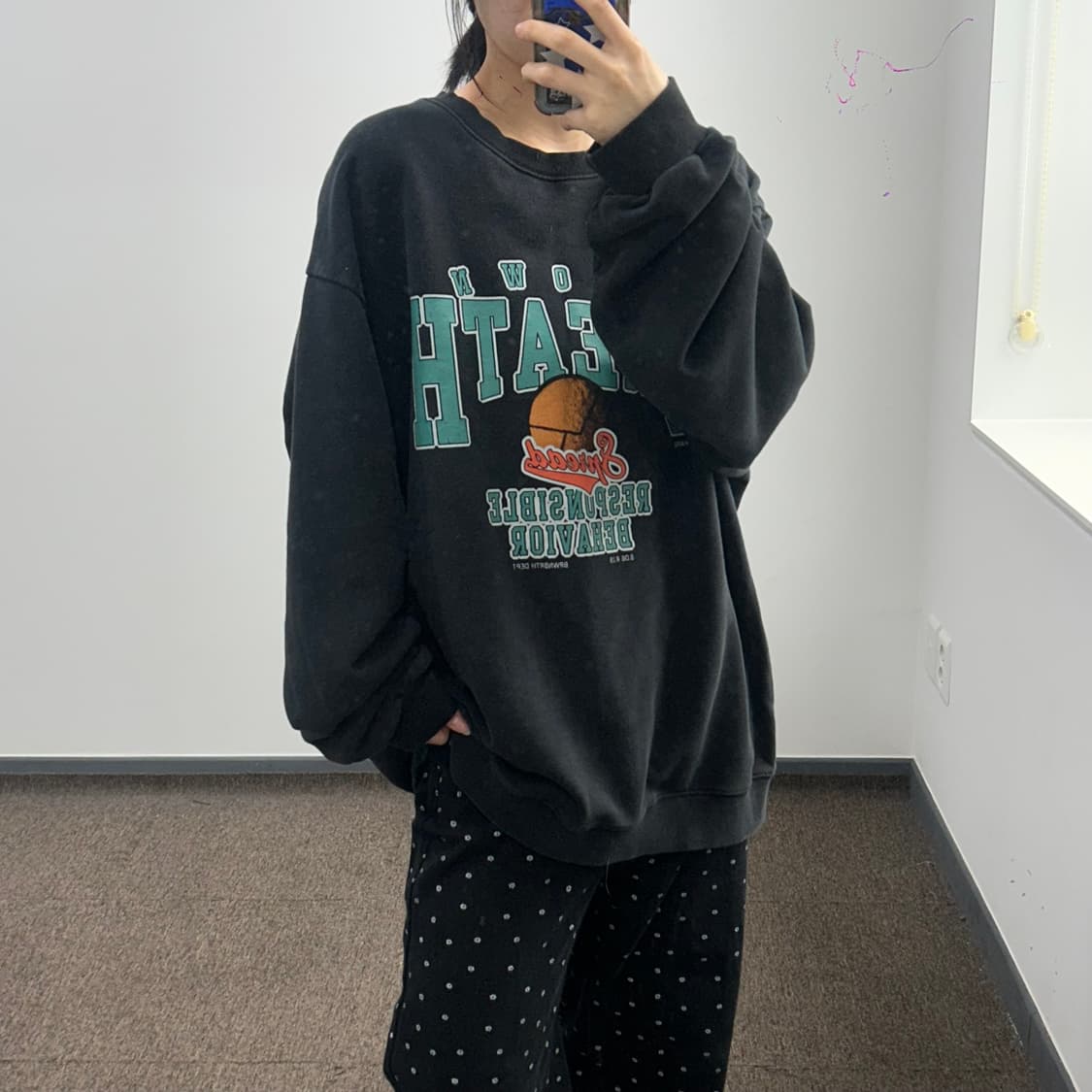 Brown Breath 브라운브레스 프린팅 로고 블랙 맨투맨  상품이미지2