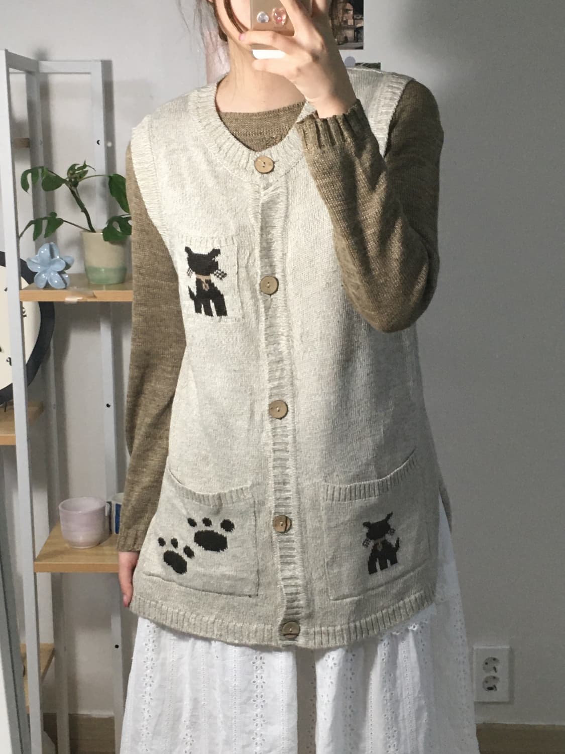  깜냥이 오트밀 조끼 상품이미지2