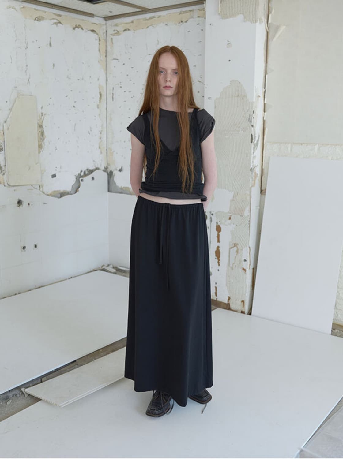 리포스 Unbal Roll-up T-Shirts (Charcoal) 상품이미지5