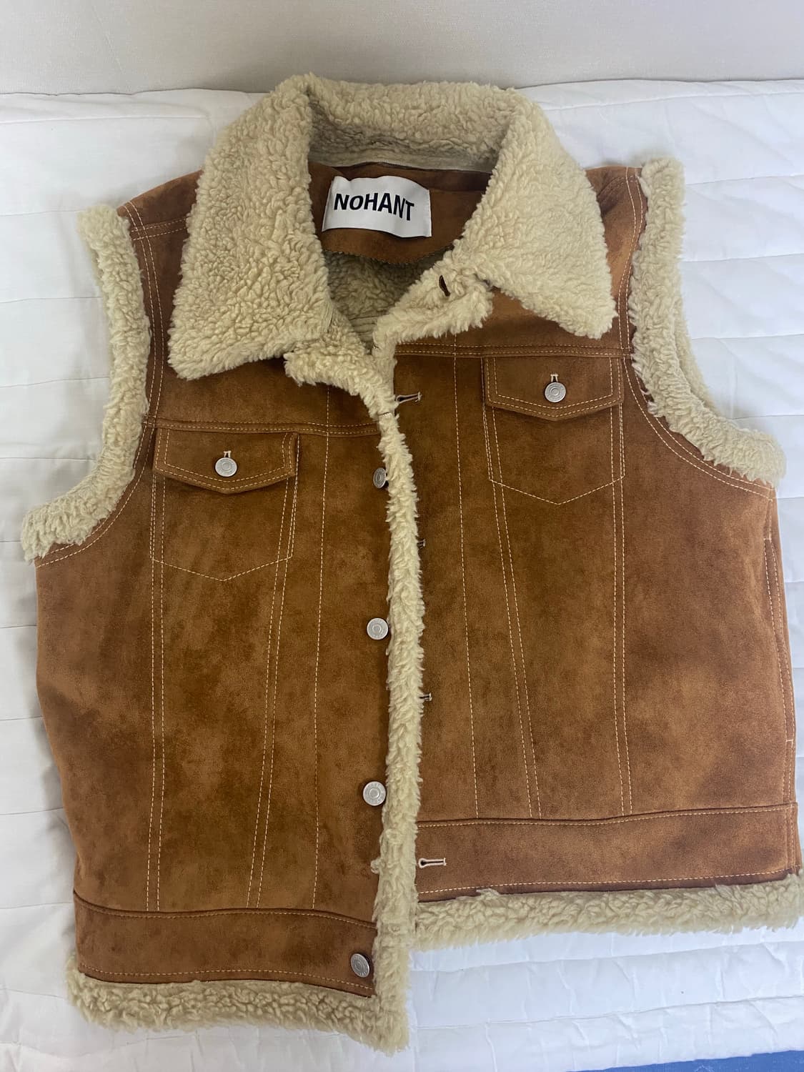 NOHANT 스웨이드 무스탕 조끼 브라운 급(처) 상품이미지1