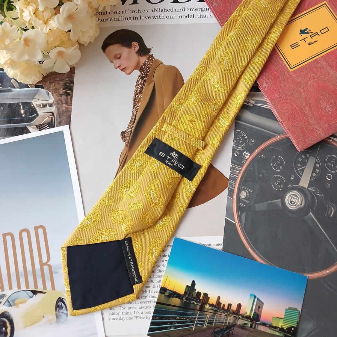 에트로 실크 옐로우 페이즐리 넥타이 9.5cm A등급 A19298
 상품이미지5