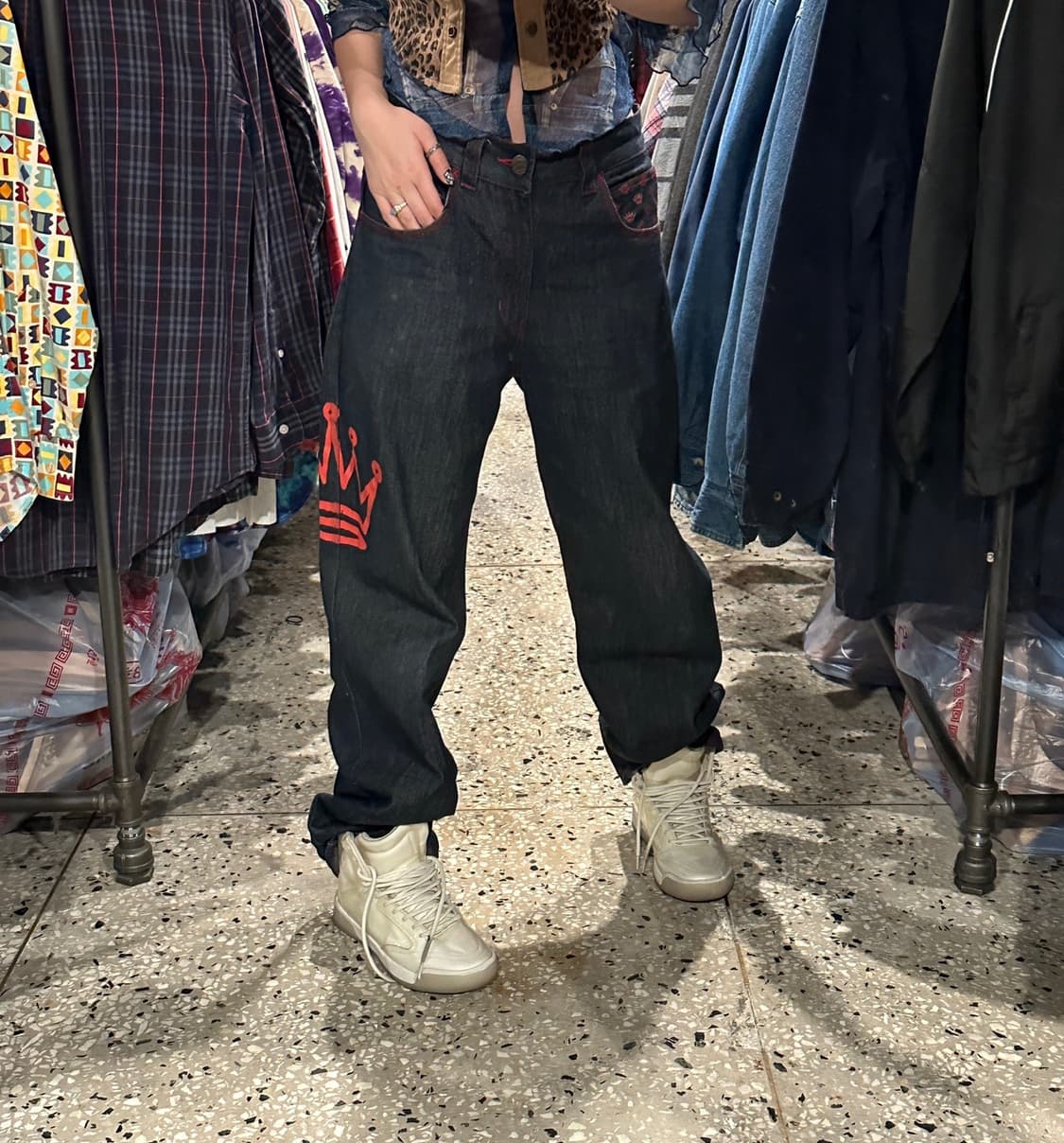 옥토퍼스 아미 프린팅 와이드 데님 상품이미지5