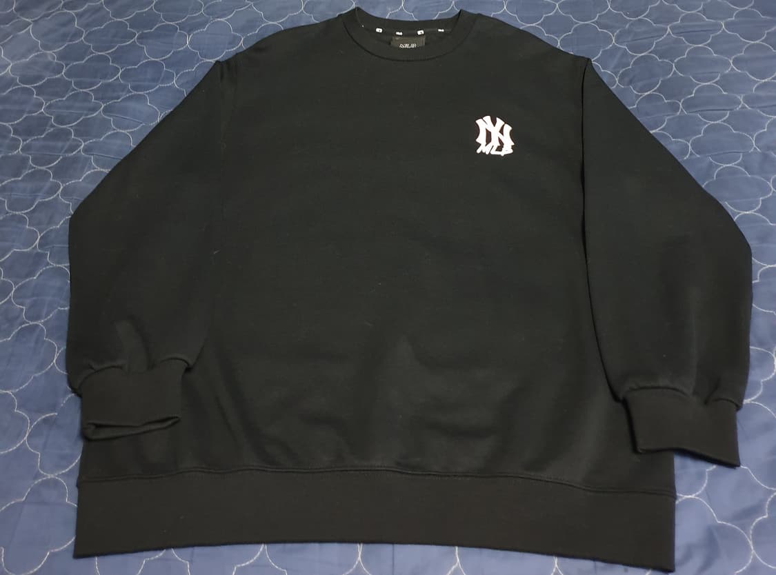 MLB 뉴욕 양키스 풀오버 팝콘 프린팅 맨투맨 블랙 (XS) 상품이미지1