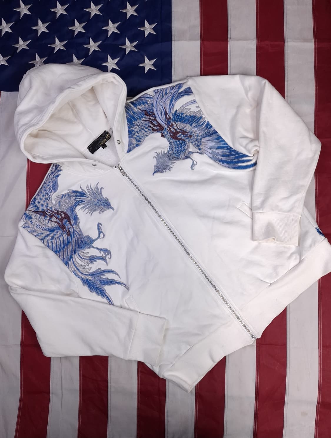 오리지날 카라쿠리 타마시 자수 봉황 오리엔탈 후드자켓 상품이미지3