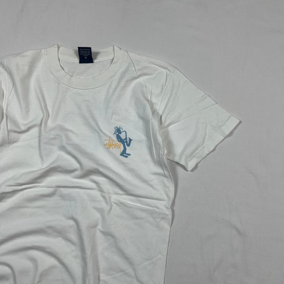 90‘s 스투시 stussy 쉐도우맨 드레드락 색소폰 반팔티 상품이미지4
