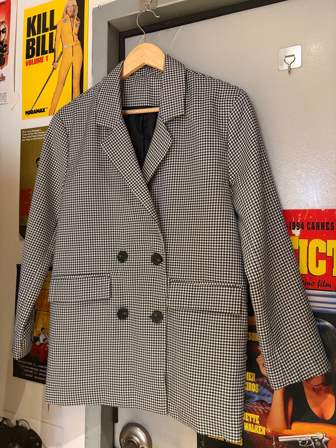 체크 더블 버튼 블레이저자켓 상품이미지1