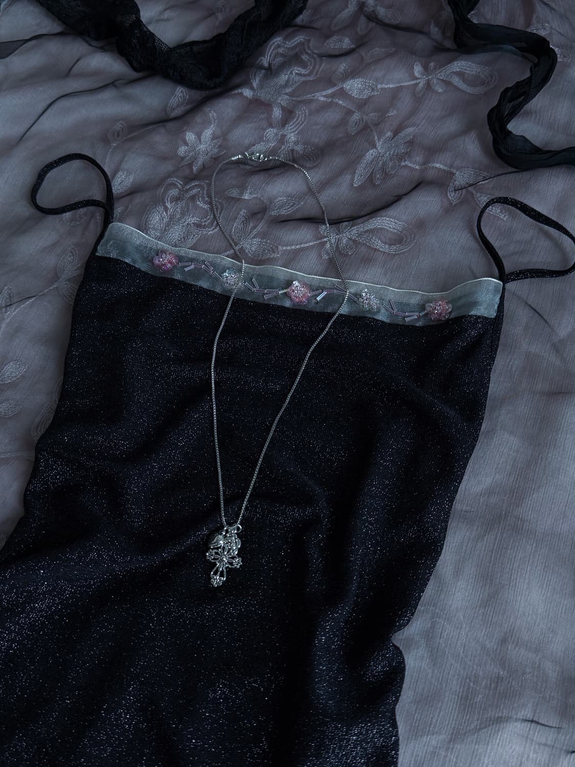 Floral Beaded Glitter Sleeveless 0181 상품이미지5