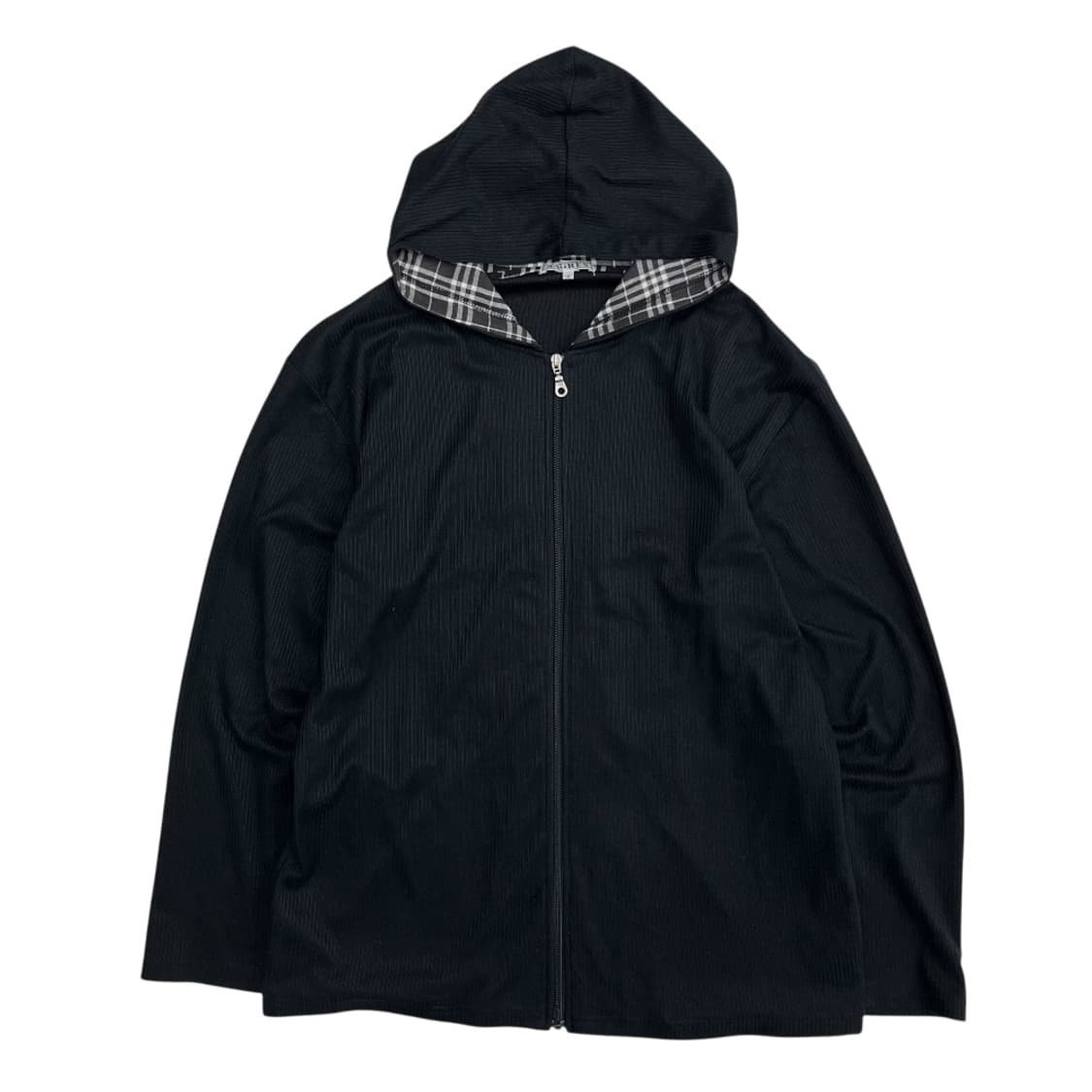 재팬 빈티지 체크 블랙 후드집업 상품이미지2