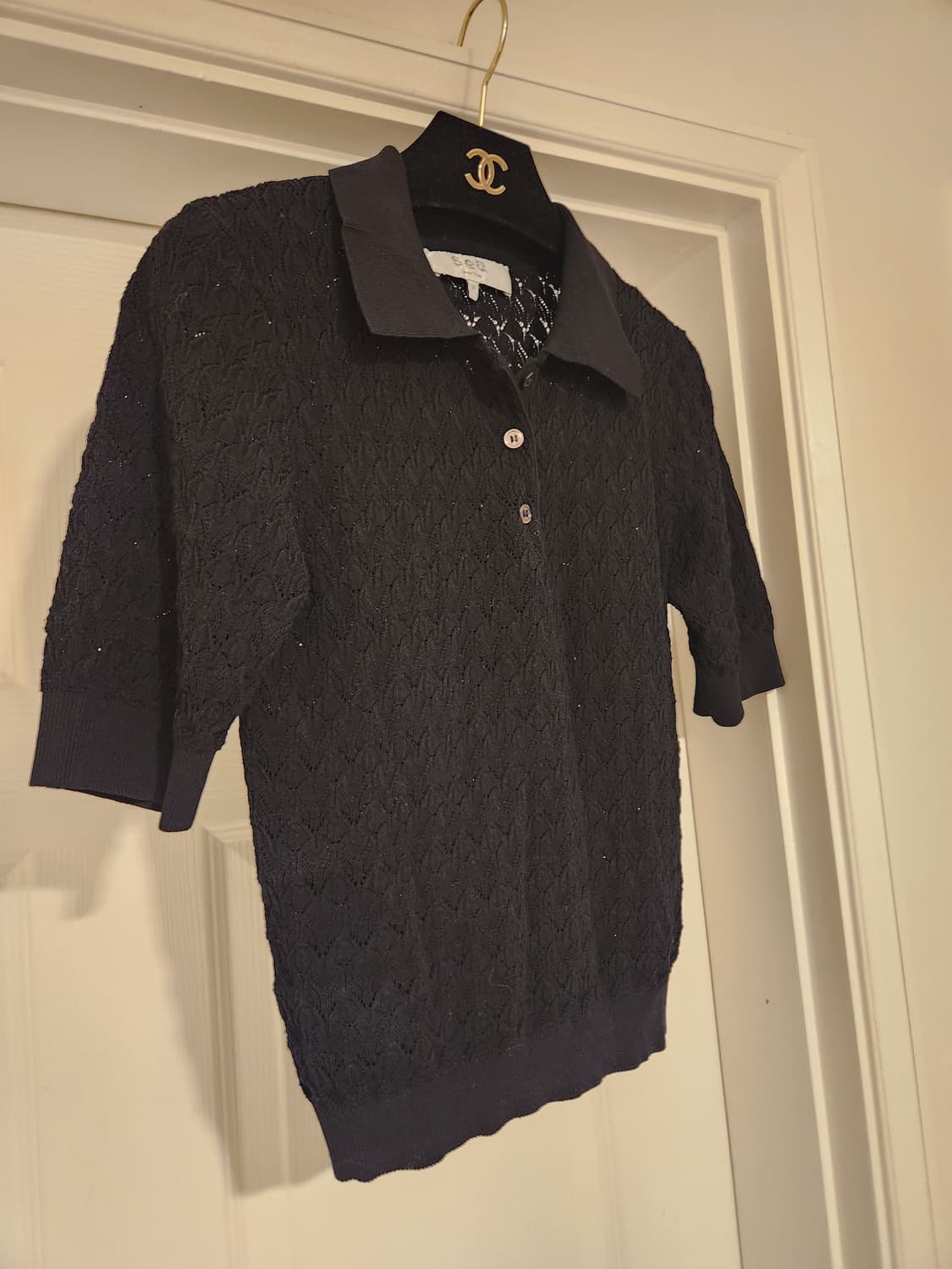 (정품)씨뉴욕 SEA NY 블랙 폴로 니트탑 상품이미지3