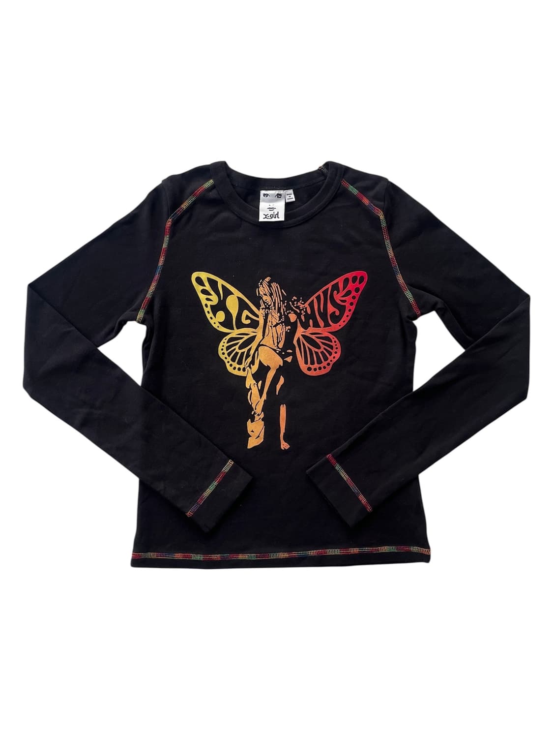 히스테릭 글래머 X 엑스걸 레인보우 나비 히스걸 롱 슬리브 긴팔 티셔츠 상품이미지1