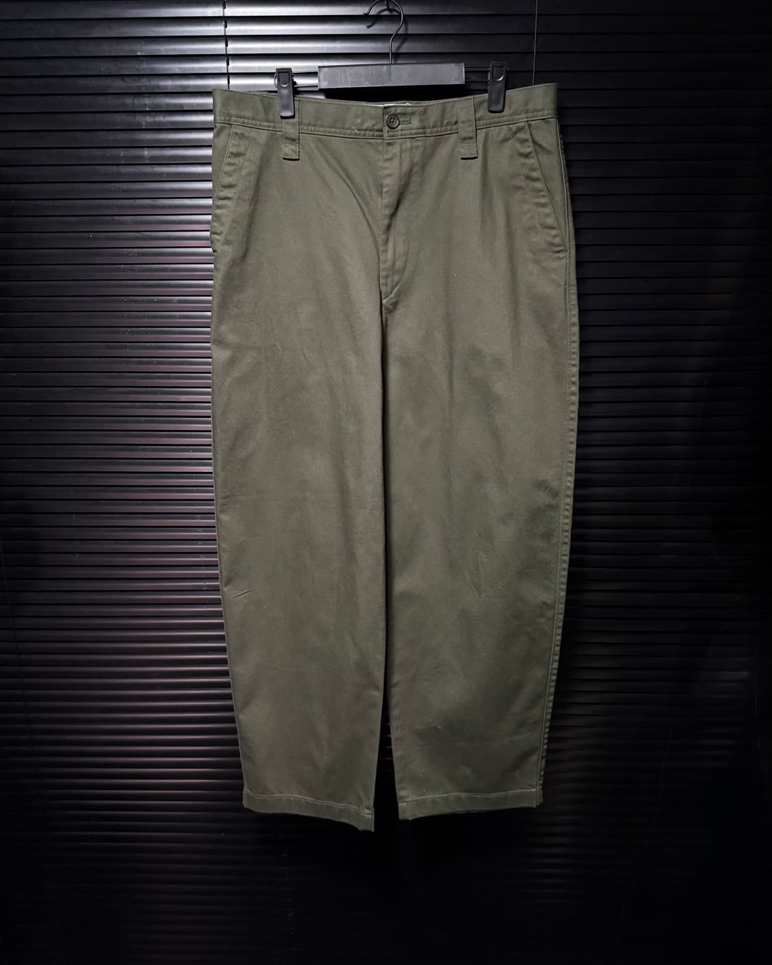 유니클로 저지 배럴 레그 와이드 치노 팬츠 33 34 카키 밀리터리 워크 상품이미지2