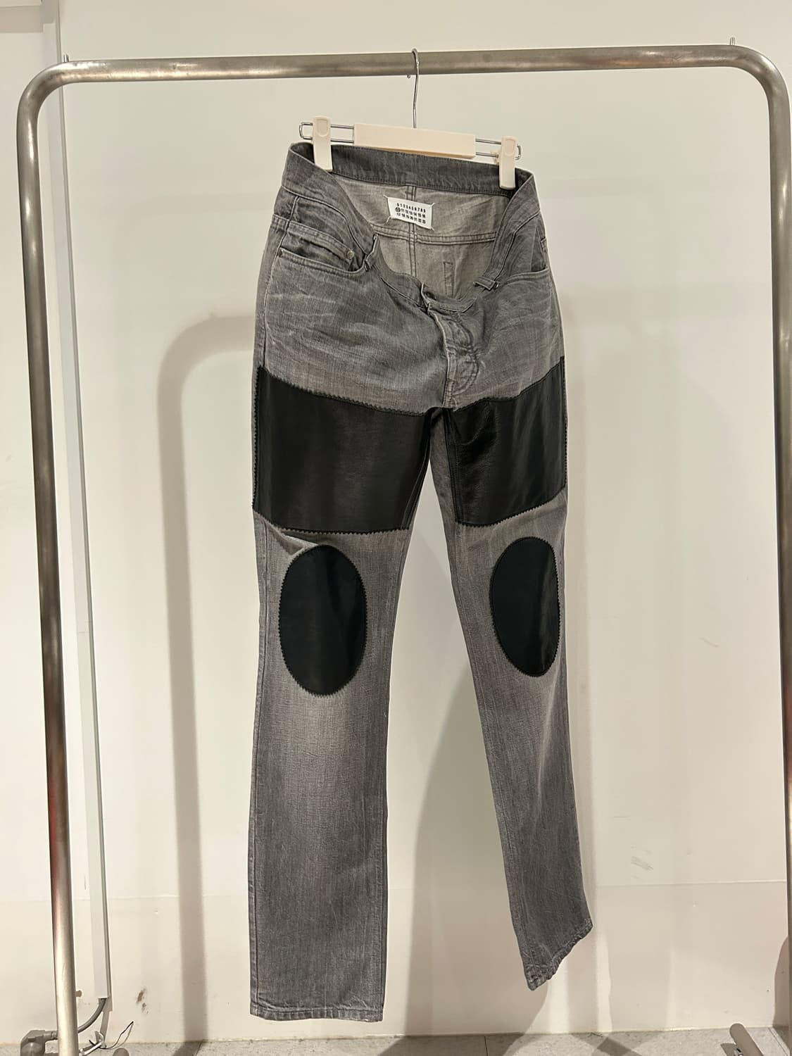 Leather Patchwork Jeans 상품이미지1