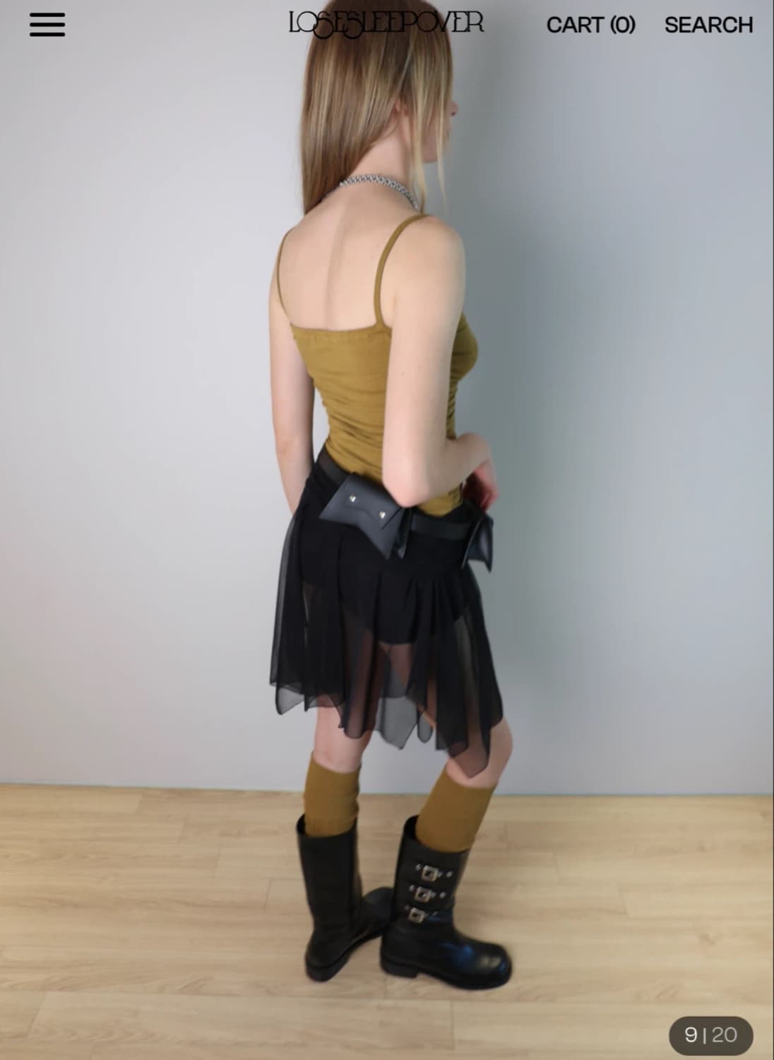 [losesleepover] Mesh Shirring Midi Skirt 상품이미지2