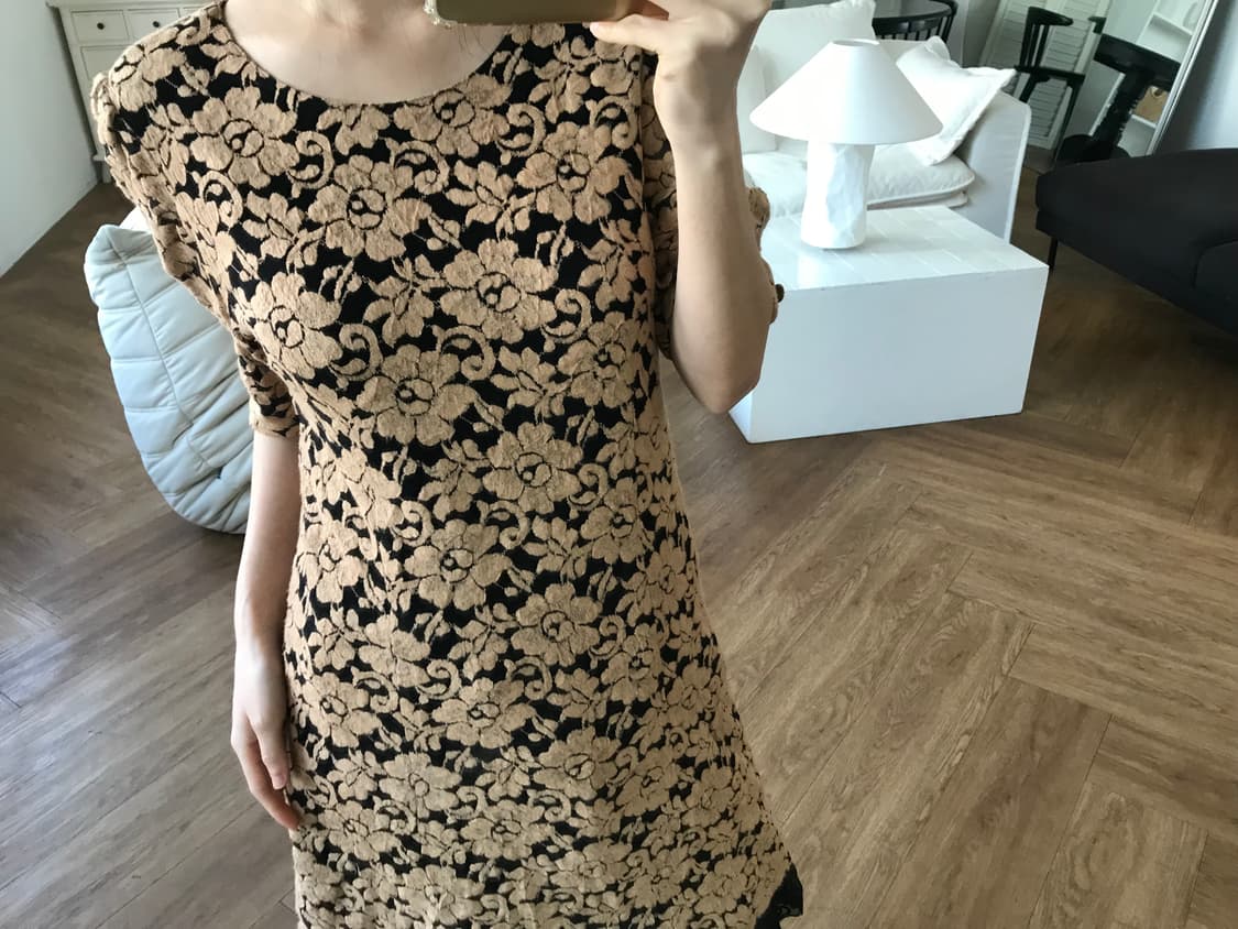 vintage beige pattern one-piece 상품이미지6