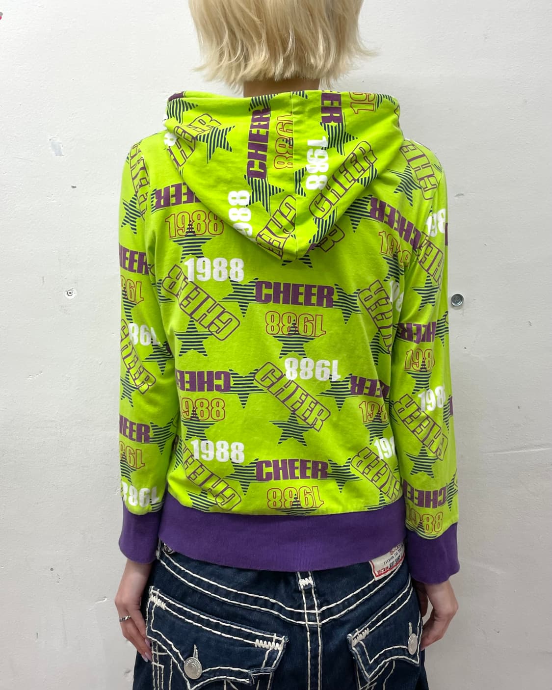 Retro Cheer Star Green Hoodie Zip-Up 상품이미지3