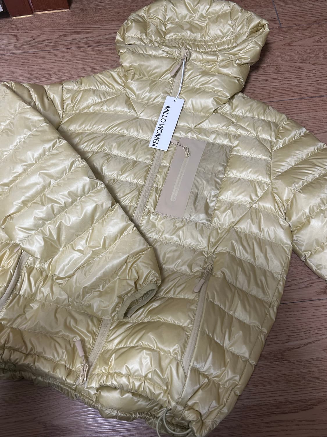 밀로우먼 새상품 라이트 후드 다운 자켓 [페일 옐로우] 상품이미지2