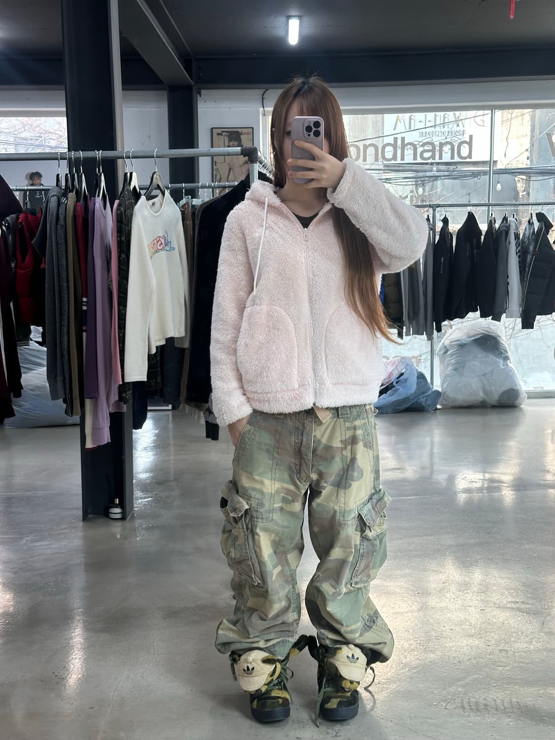 아디다스 플리스 후드집업 딸기우유 상품이미지2