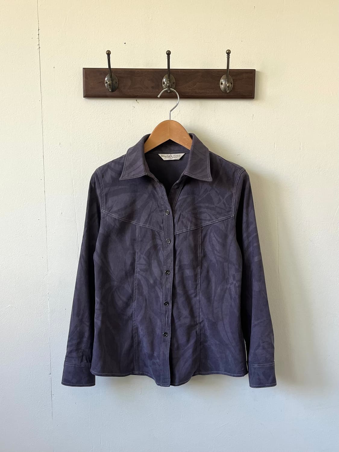 SlowLife 퍼플그레이 아트플라워 셔츠 상품이미지1