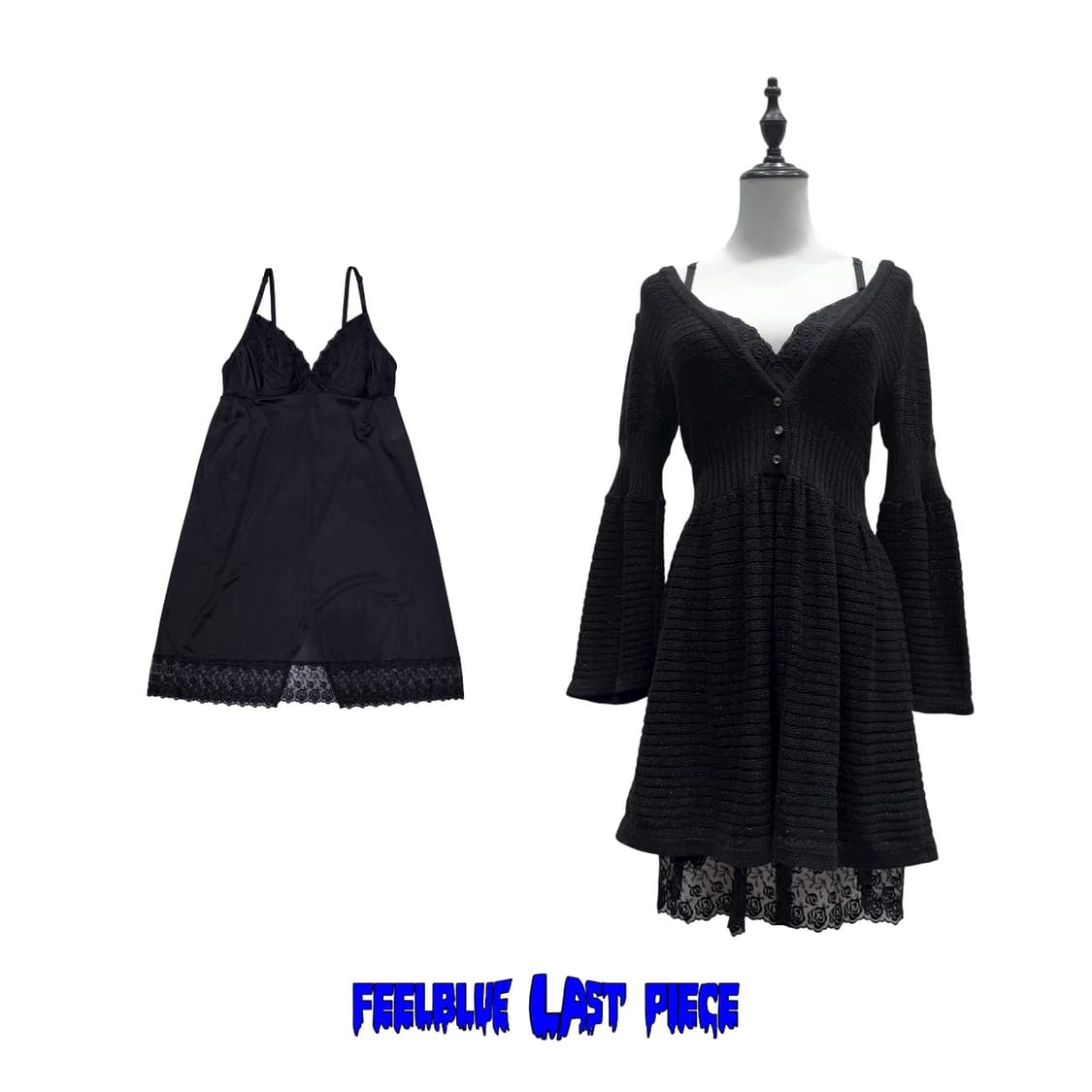Black Rose Lace Satin Slip Dress 상품이미지8