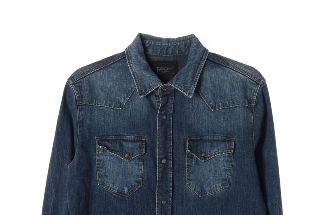 버커루 빈티지 워싱 웨스턴 데님 셔츠 L 상품이미지3