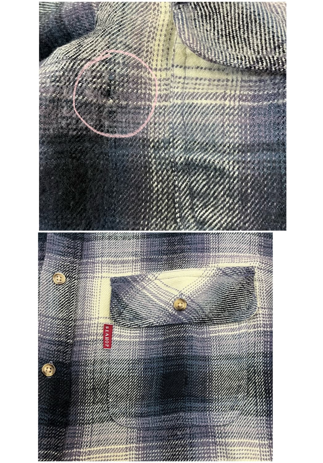 빈티지 Seahop 포켓 체크 셔츠 #csz3675 상품이미지5