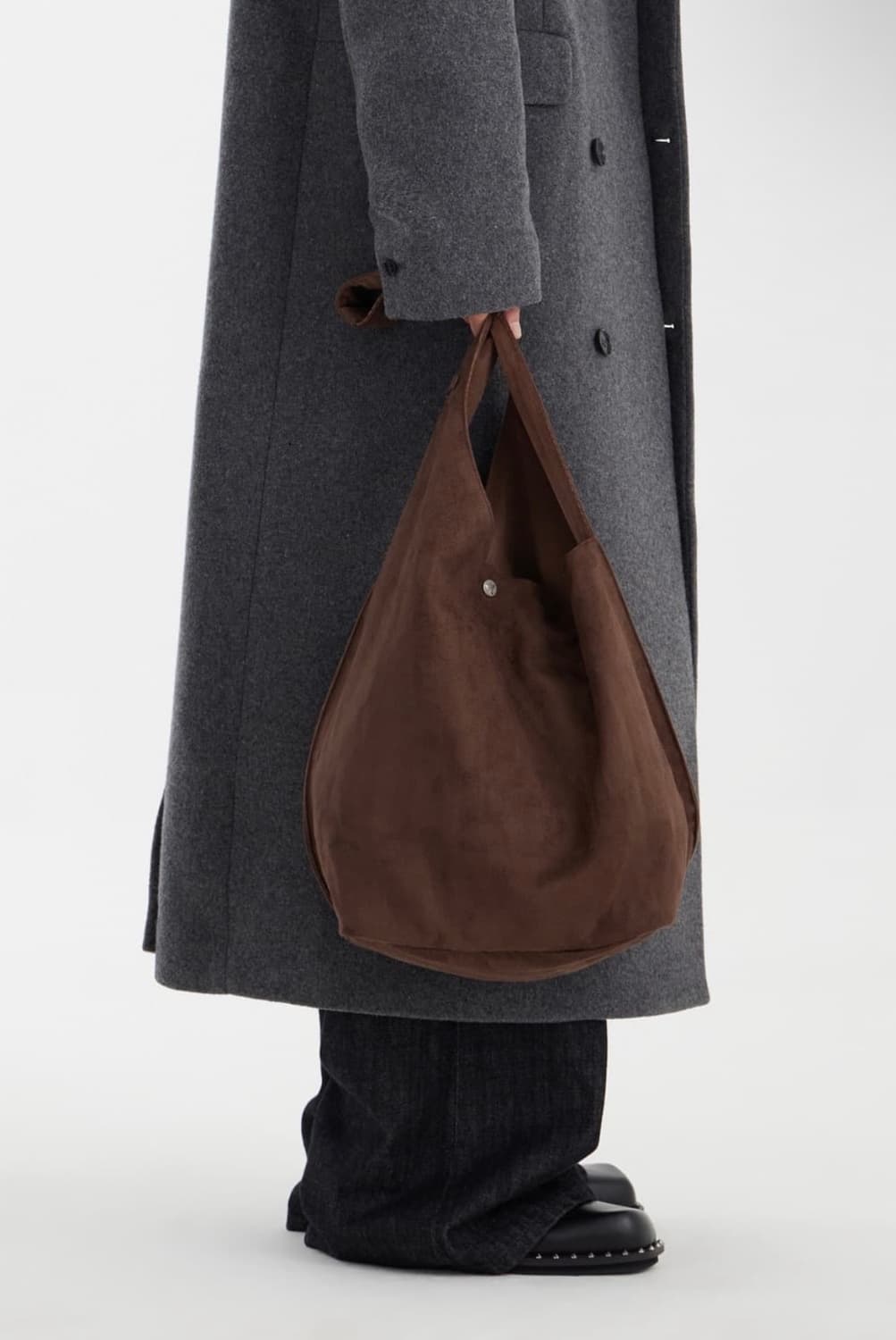 공용os) 아이엘 호보백 스웨이드/코듀로이 브라운 리버시블 숄더백 가방 상품이미지1