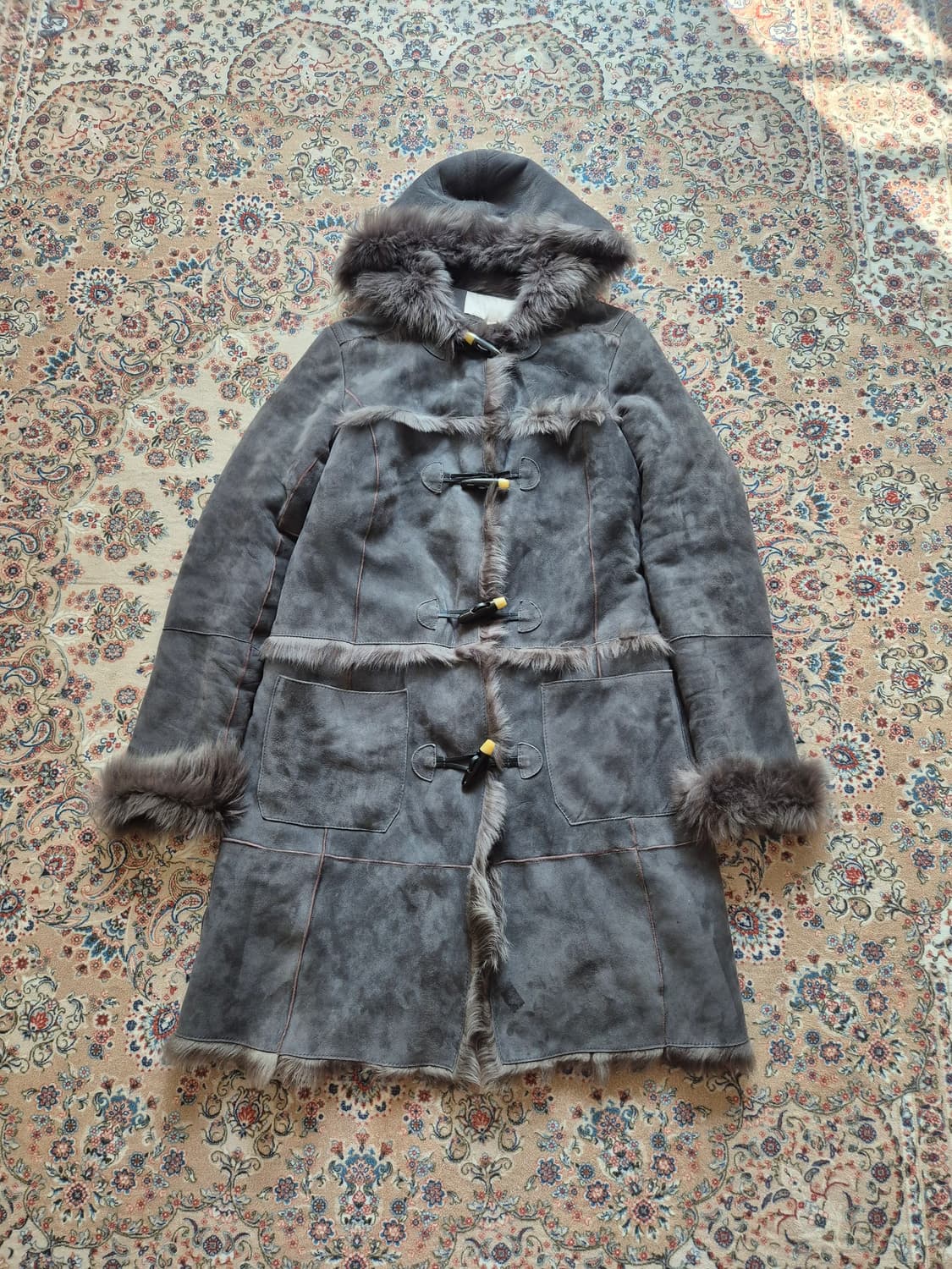 바나나 리퍼블릭 양피 스웨이드 퍼 트리밍 코트 상품이미지1