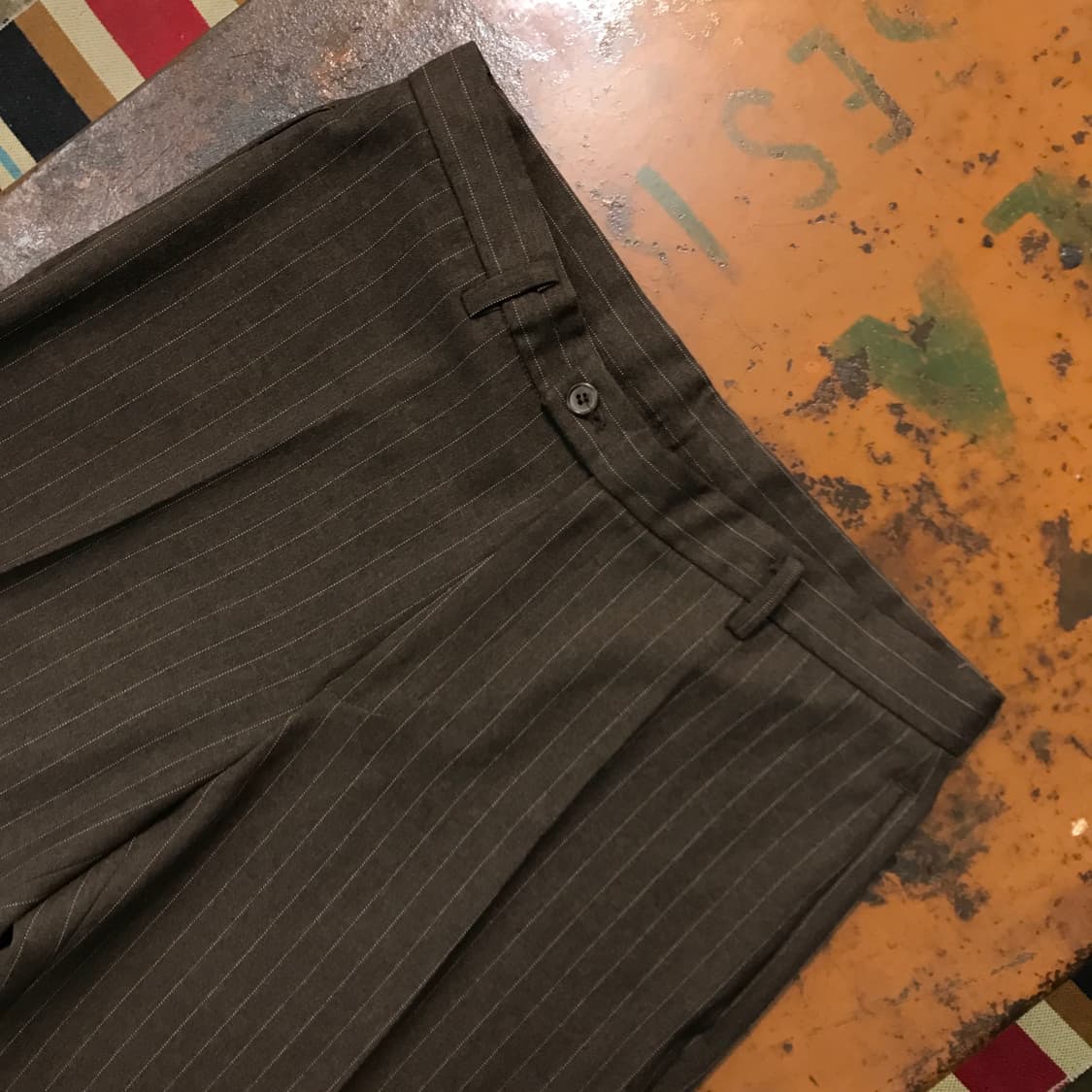 빈티지 브라운 스트라이프 울 트라우저 슬랙스 허리 31 32  상품이미지4