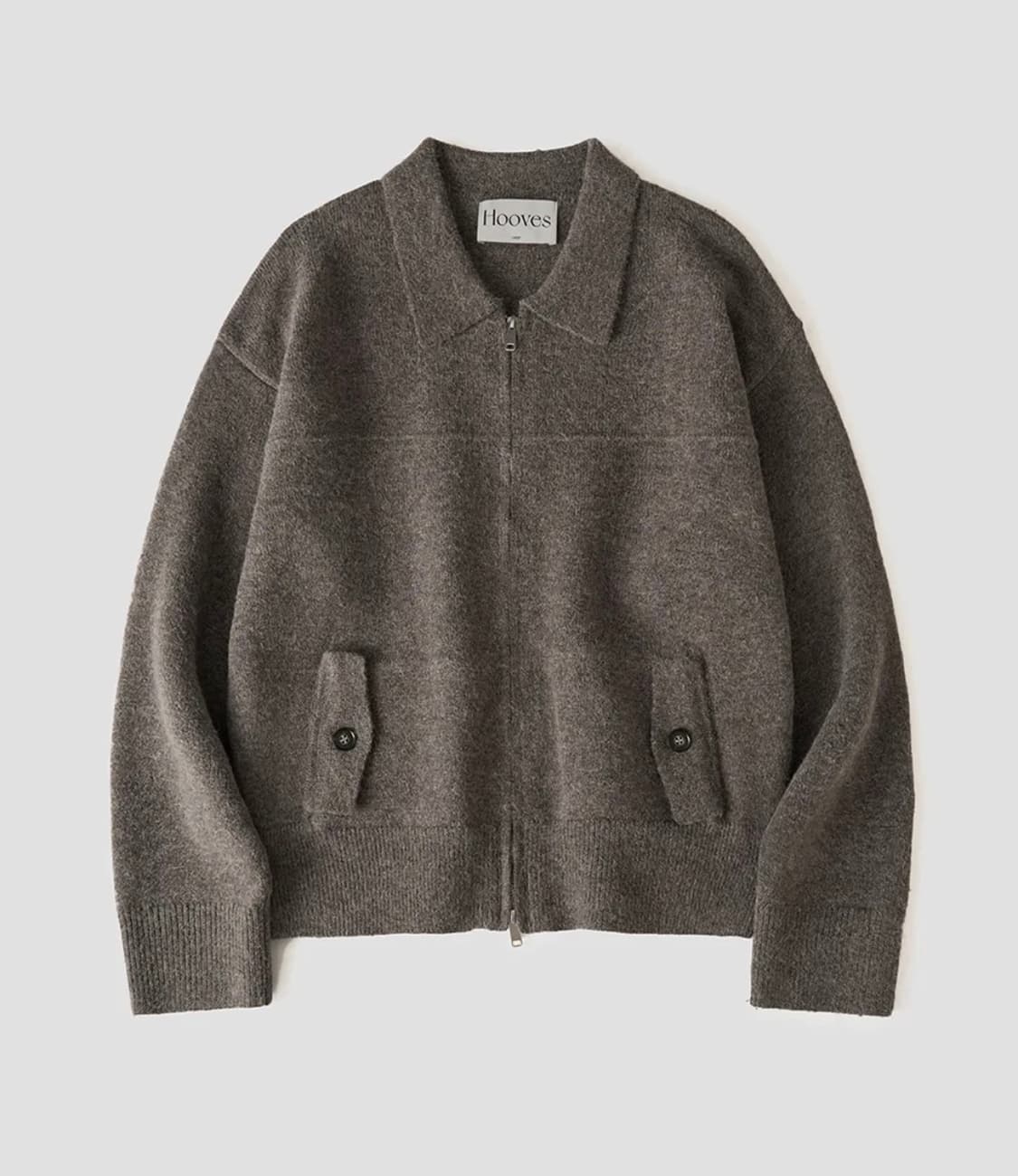 (L) 후브스 울 니트 블루종자켓 [머드] 상품이미지1