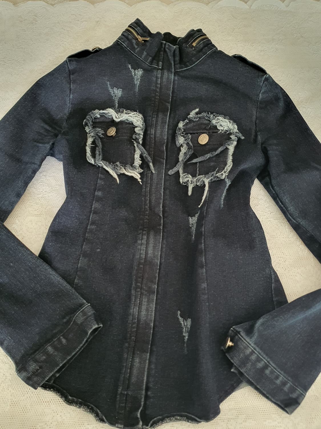 [y2k] 블랙 데님 긴팔 셔츠 스타일 자켓 상품이미지6