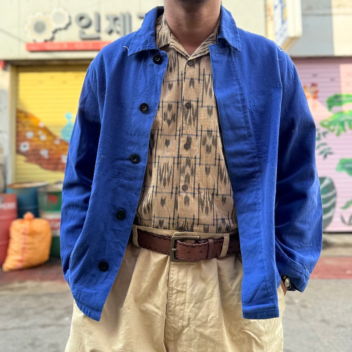 70-90‘s 빈티지 몰스킨 핸드스티치 프렌치 워크자켓 M 상품이미지8