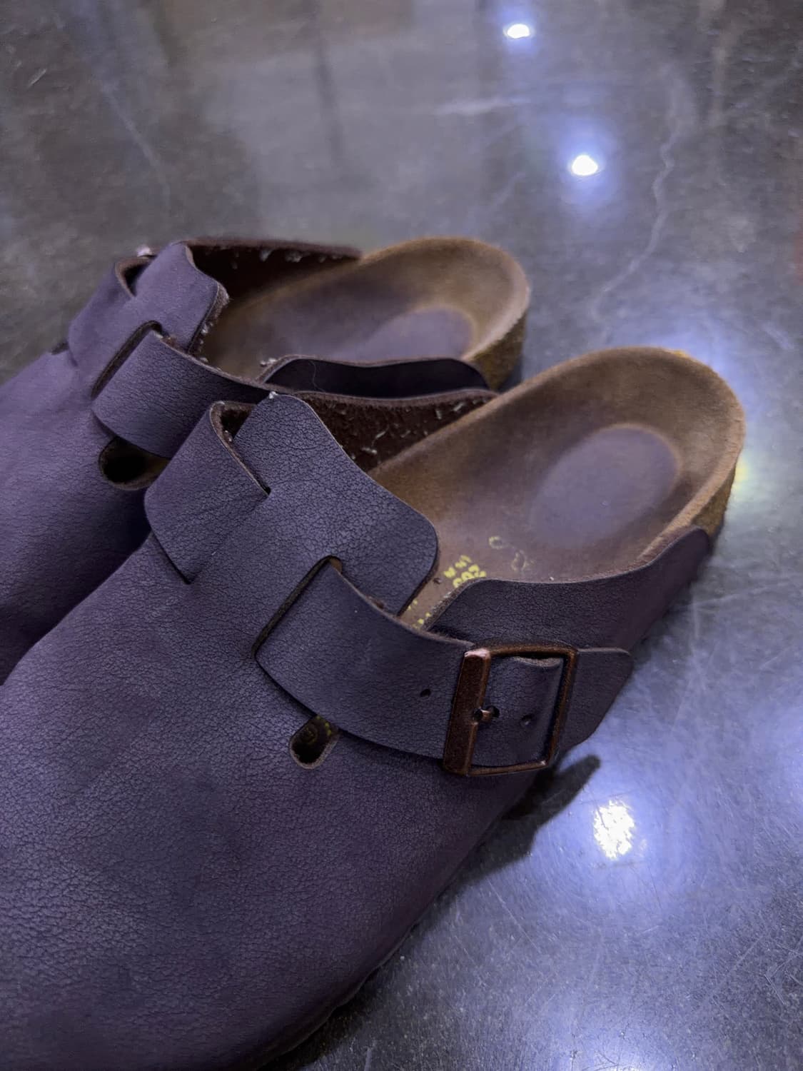 버켄스탁 보스턴 레더 샌들 슬리퍼 슈즈 퍼플 브라운 265 상품이미지4