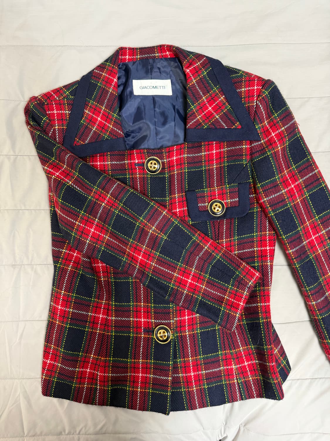 레드체크 펑크 갸루 나나깔 금장 자켓 상품이미지2