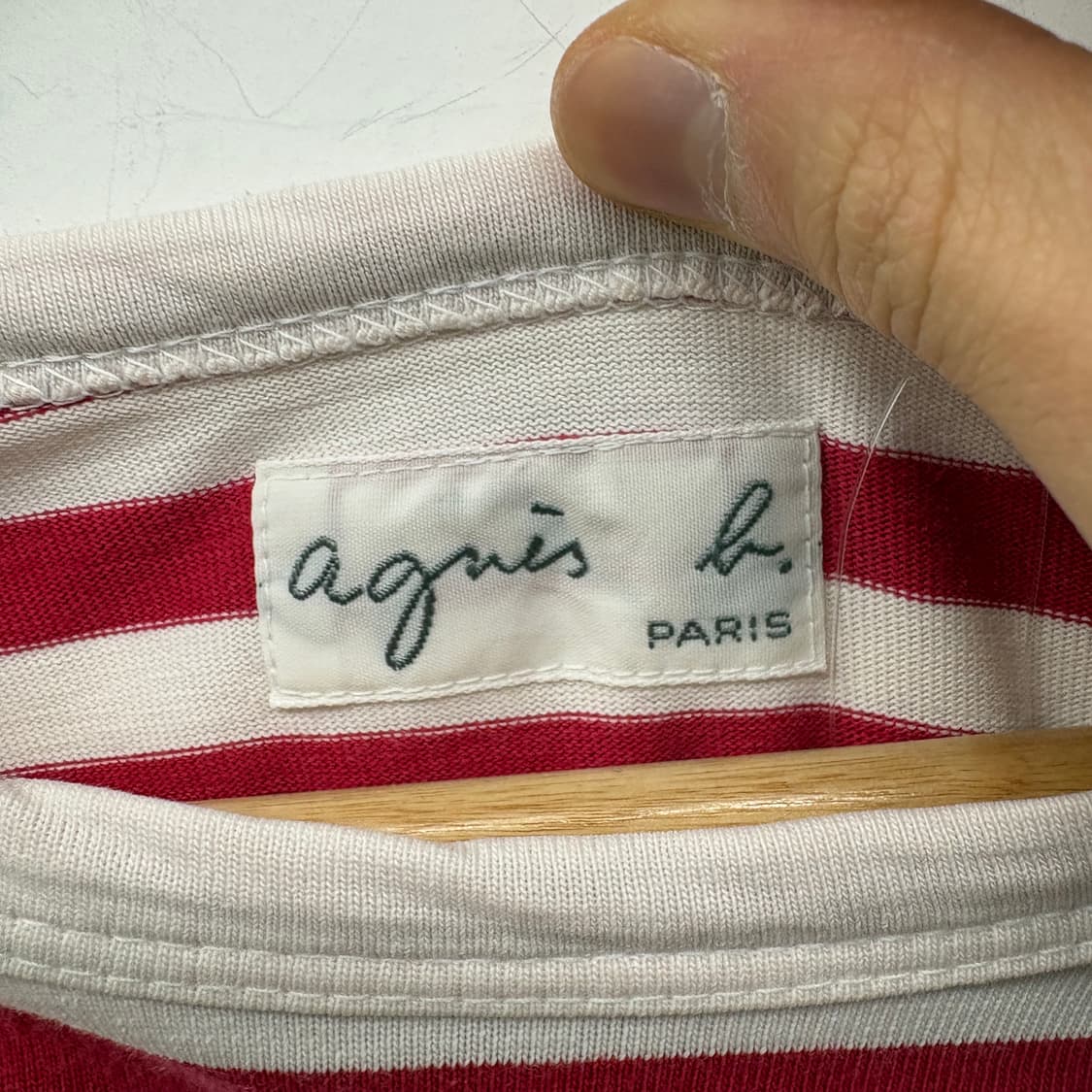 아네스베 레드 화이트 스트라이프 긴팔 티셔츠 여/S 상품이미지4