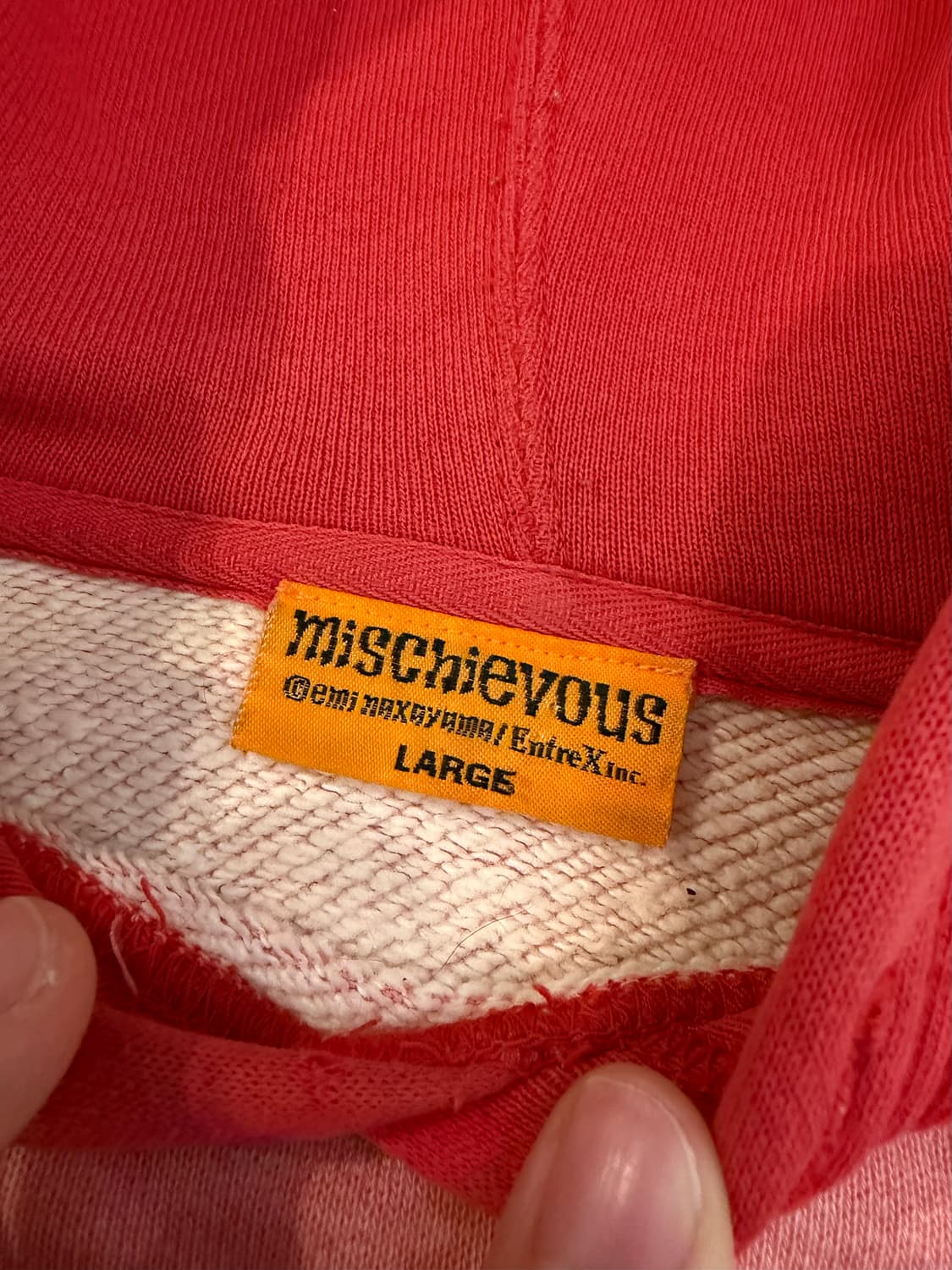 mischievous 빈티지 프린팅 후드티 레드 상품이미지6